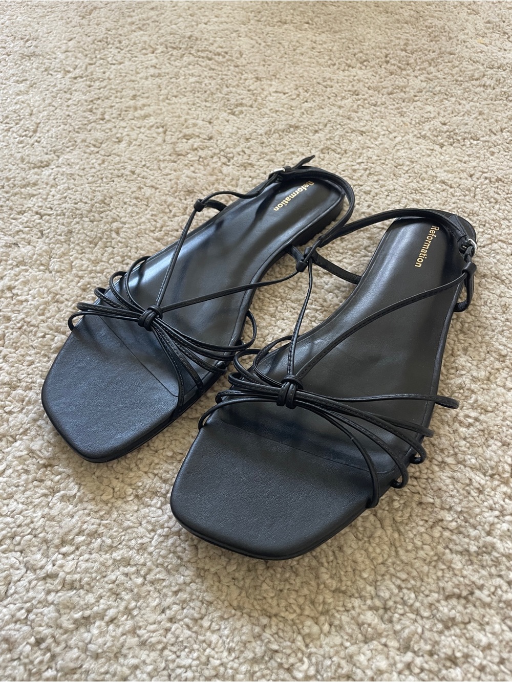 Reformation Black Leather Sandals size 9.5